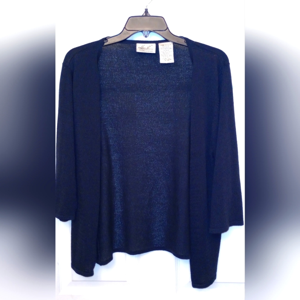 Kathie Lee Collection Quarter sleeve blue button up cardigan. Size large